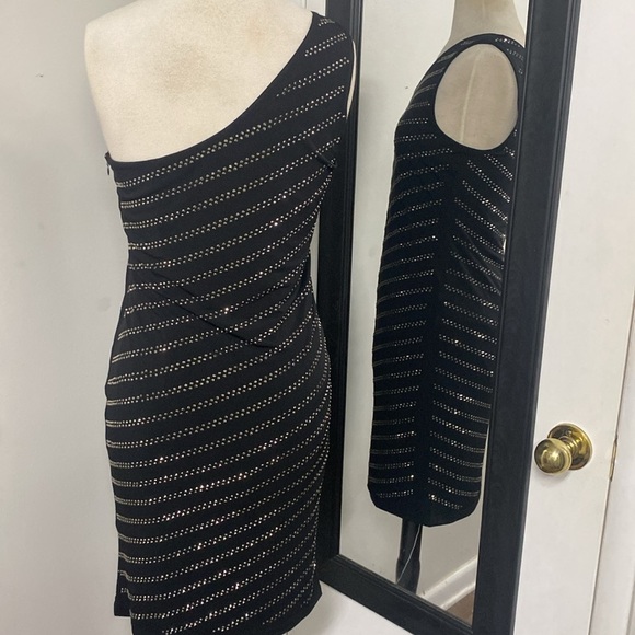 PHILOSOPHY DRESSES STUDDED Asymmetrical One Shoulder Bodycon Cocktail Dress SZ M - Picture 7 of 12